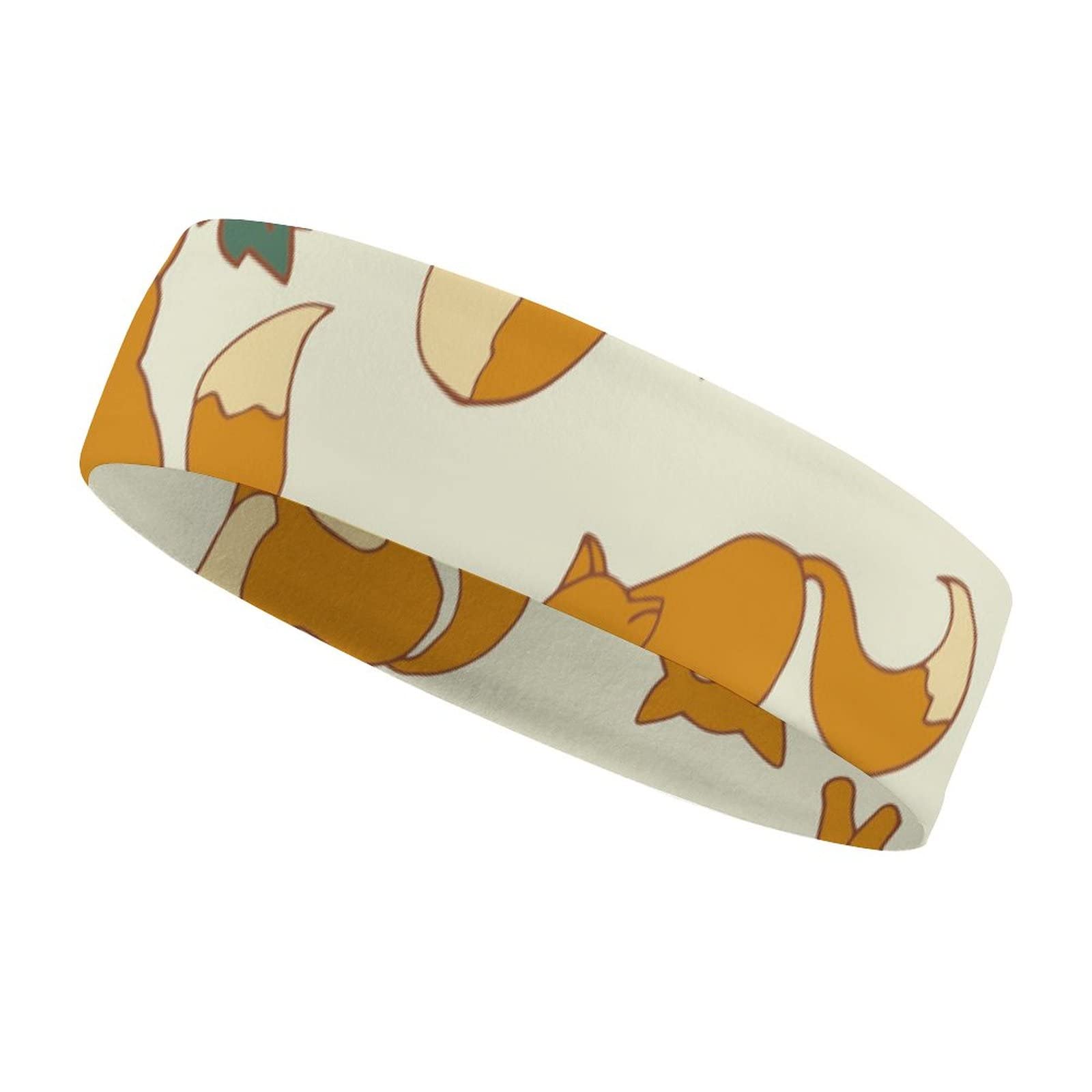 Aiyoolee Men's Workout Sweat Bands - Moisture Wicking Sports Headbands with Cute Fox Pattern for Fitness, Running, Yoga & Gym - Non-Slip Athletic Hair Bands for Active Lifestyles