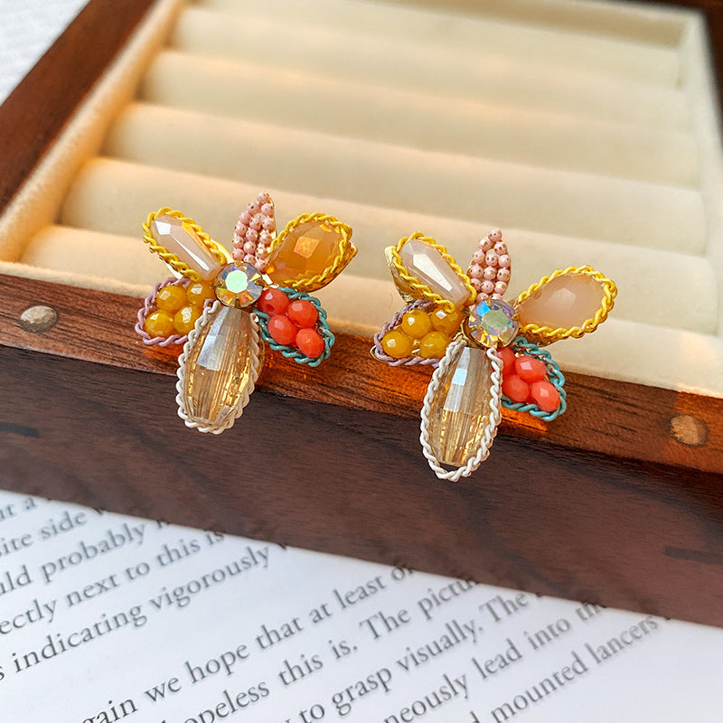 Boho Huge Flower Color Stud Earrings for Women | Fashion Dainty Floral Ear Jewelry | HE12344 | Perfect for Casual Wear, Parties & Boho Outfits
