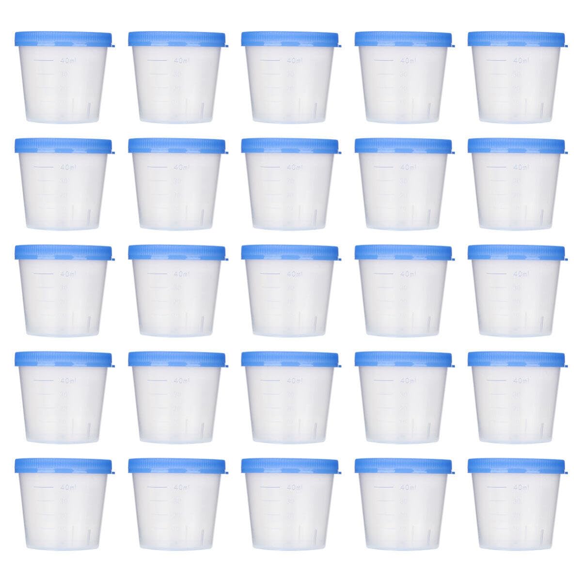 50pcs 40ml Sterile Plastic Urine Specimen Collection Cups with Lids - Medical Urine Testing Containers for Home, Clinic & Lab Use (Random Colors)