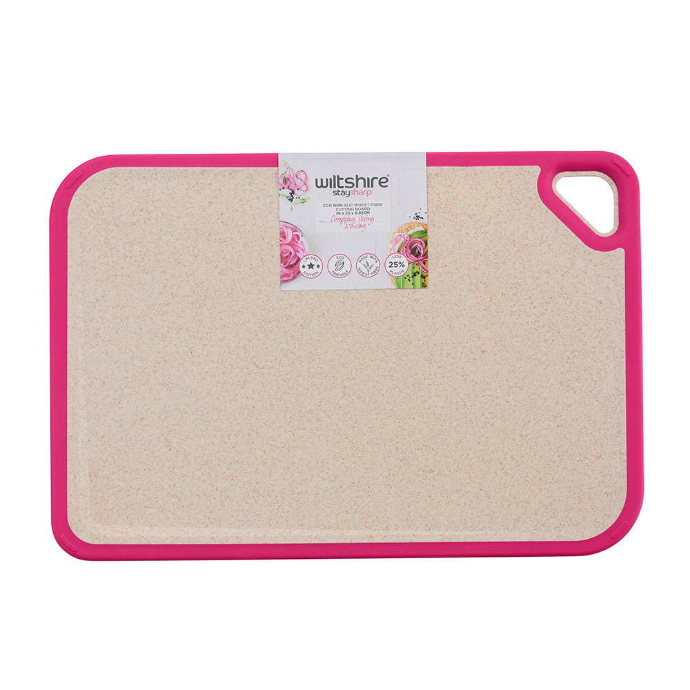 StaySharp Pink Eco-Friendly Non-Slip Wheat Fiber Cutting Board - Medium Size for Kitchen, Countertop & Food Prep | Perfect for Chopping Fruits, Vegetables & Serving Charcuterie