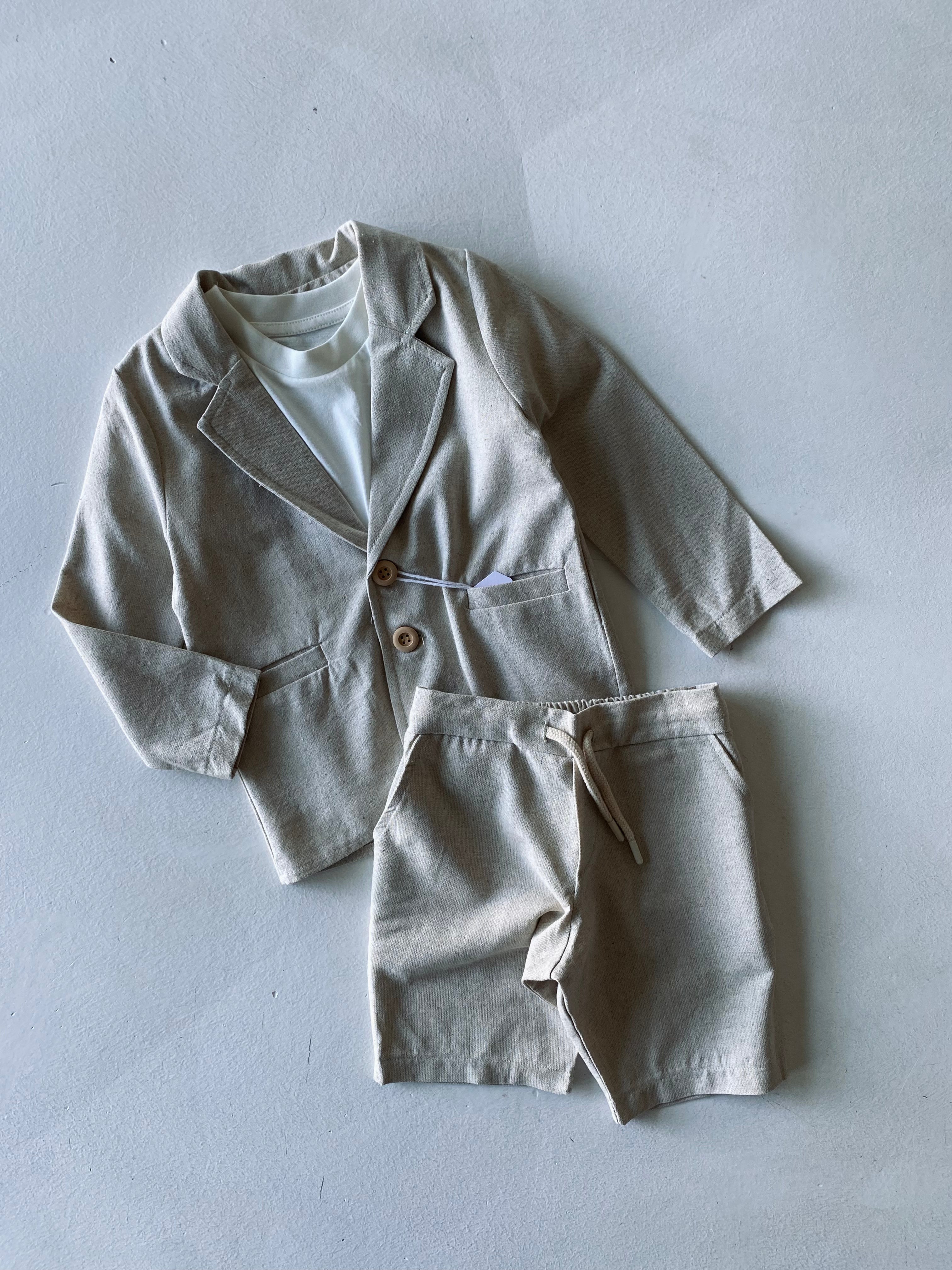 Kids Linen Shorts 3-Piece Dress Set - Breathable & Comfortable Summer Outfit for Boys & Girls - Perfect for Playdates, Beach Trips & Casual Wear