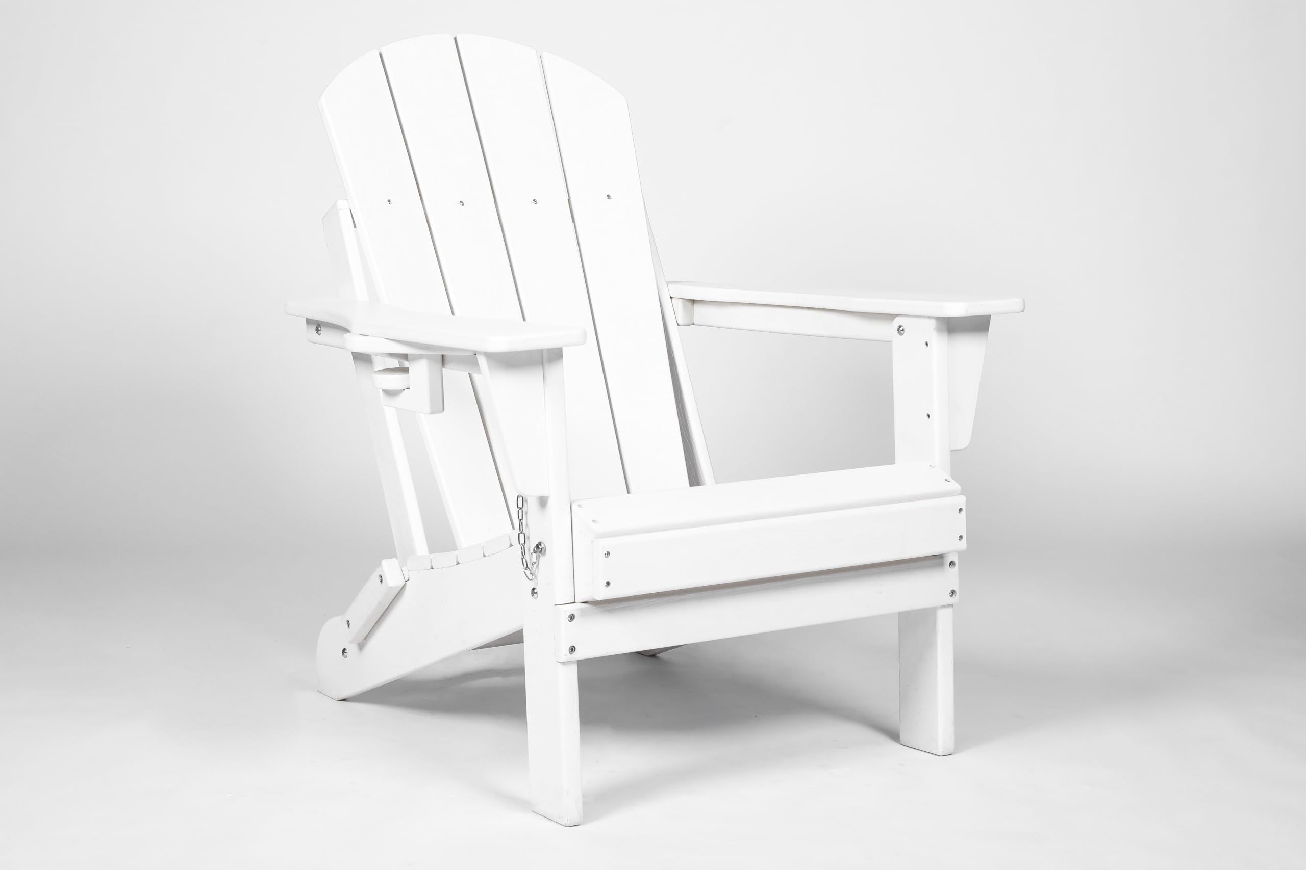 Premium Folding Adirondack Chair Set of 2 with Side Table - All-Weather Durable Plastic Outdoor Furniture for Patio, Porch, Backyard, Camping & Fire Pit - Comfortable Seating Supports 300 lbs - White - Perfect for Relaxing, Entertaining & Outdoor Gatherings