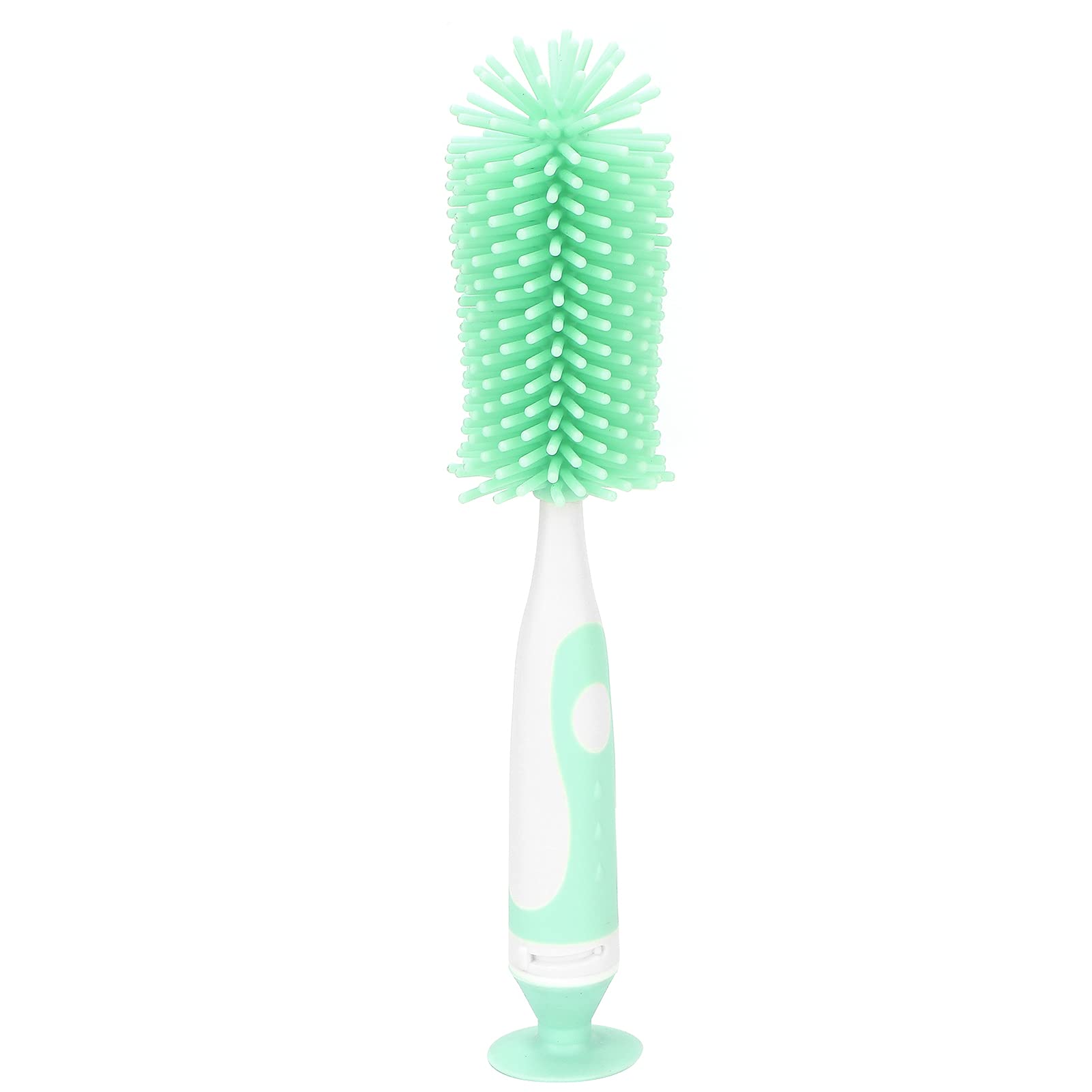 360° Rotating Silicone Milk Bottle Cleaning Brush - Safe & Durable Baby Bottle Nipple Cleaner for Newborns (Green) | Perfect for Breast Pump Parts, Sippy Cups & Baby Feeding Accessories