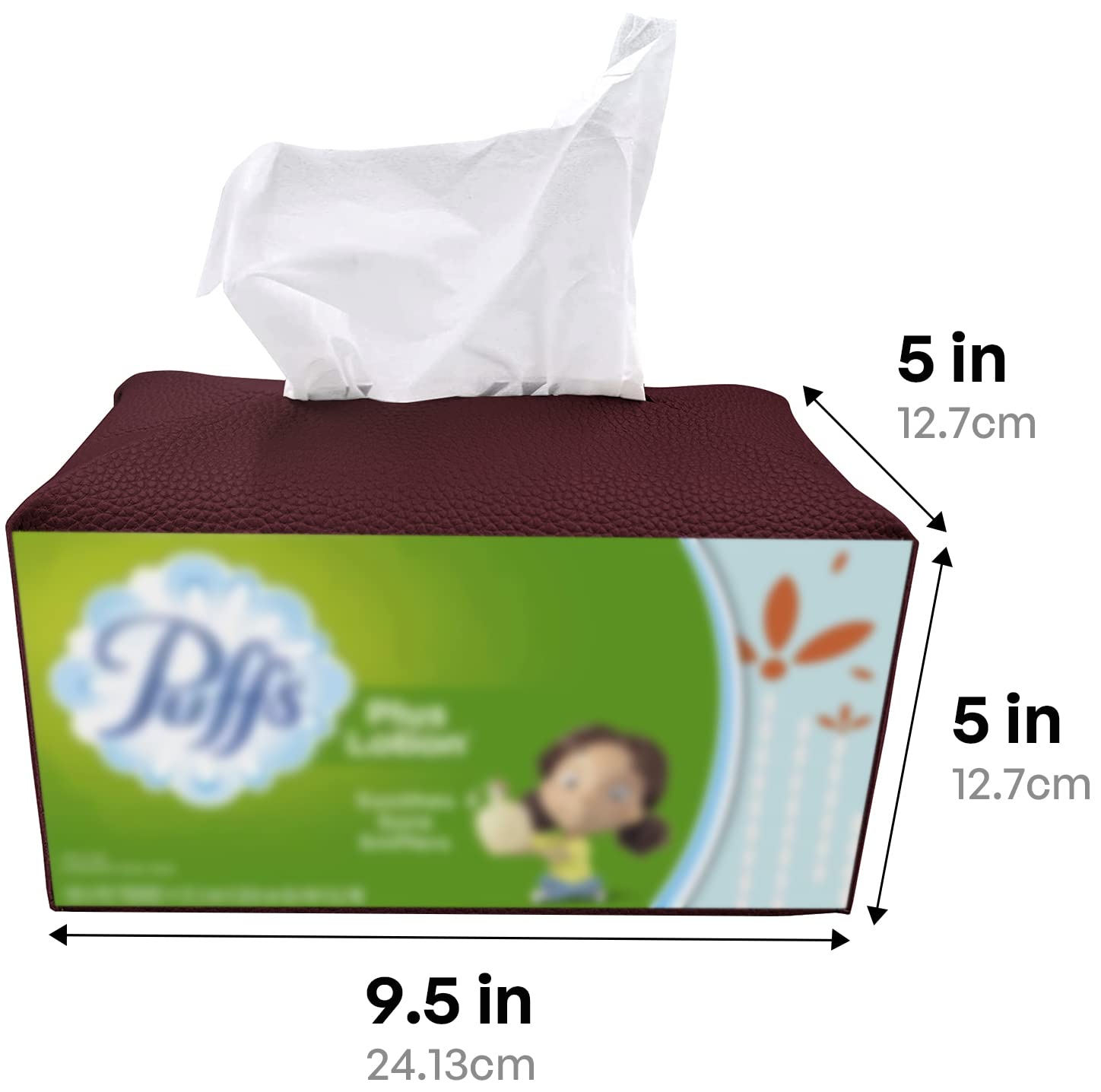 Carrotez Modern PU Leather Tissue Box Cover - Elegant Rectangular Tissue Box Holder for Bathroom, Vanity, Office Desk & Nightstand (9.5