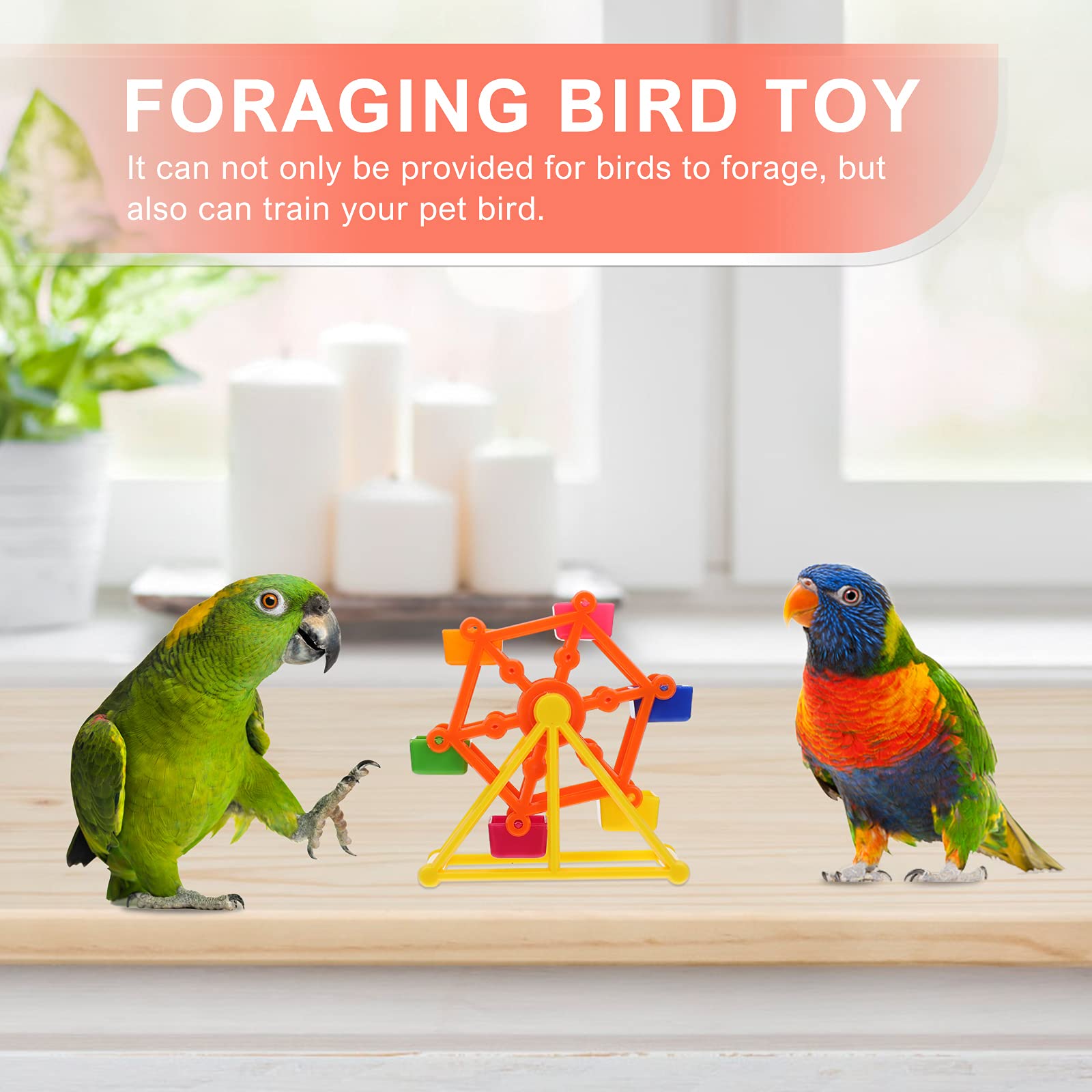 Baluue Parrot Foraging Toy - Windmill Chew Training Prop with Food Feeder, Bird Cage Decoration for Parakeets Cockatiels Conures | Interactive Plaything for Mental Stimulation & Beak Exercise