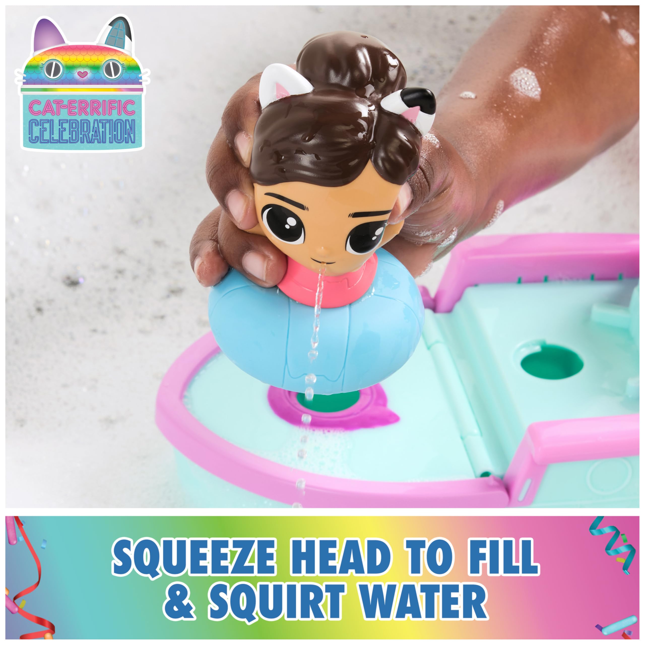Gabby’s Dollhouse Floating Bath Toys Set - Gabby & SS Mercat Cruise Ship with Squirter for Toddlers, Fun Bath Time for Kids Ages 3+ | Perfect for Bathtub Play, Birthday Gifts & Preschool Learning