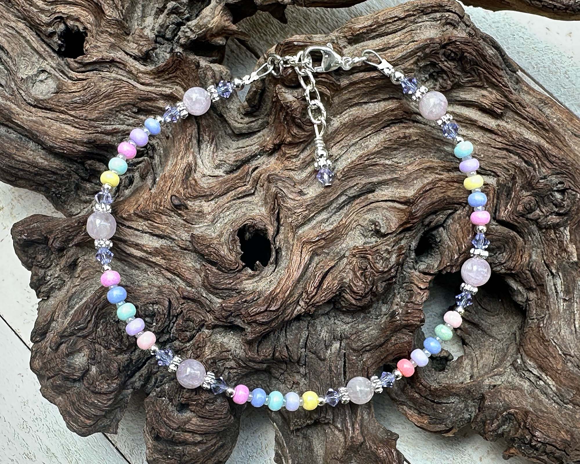 9 Candy Pink Jade Gemstone Beaded Anklet - Elegant Handmade Adjustable Ankle Bracelet for Women, Boho Chic Jewelry Gift for Her - Perfect for Summer, Beach, Yoga & Boho Fashion