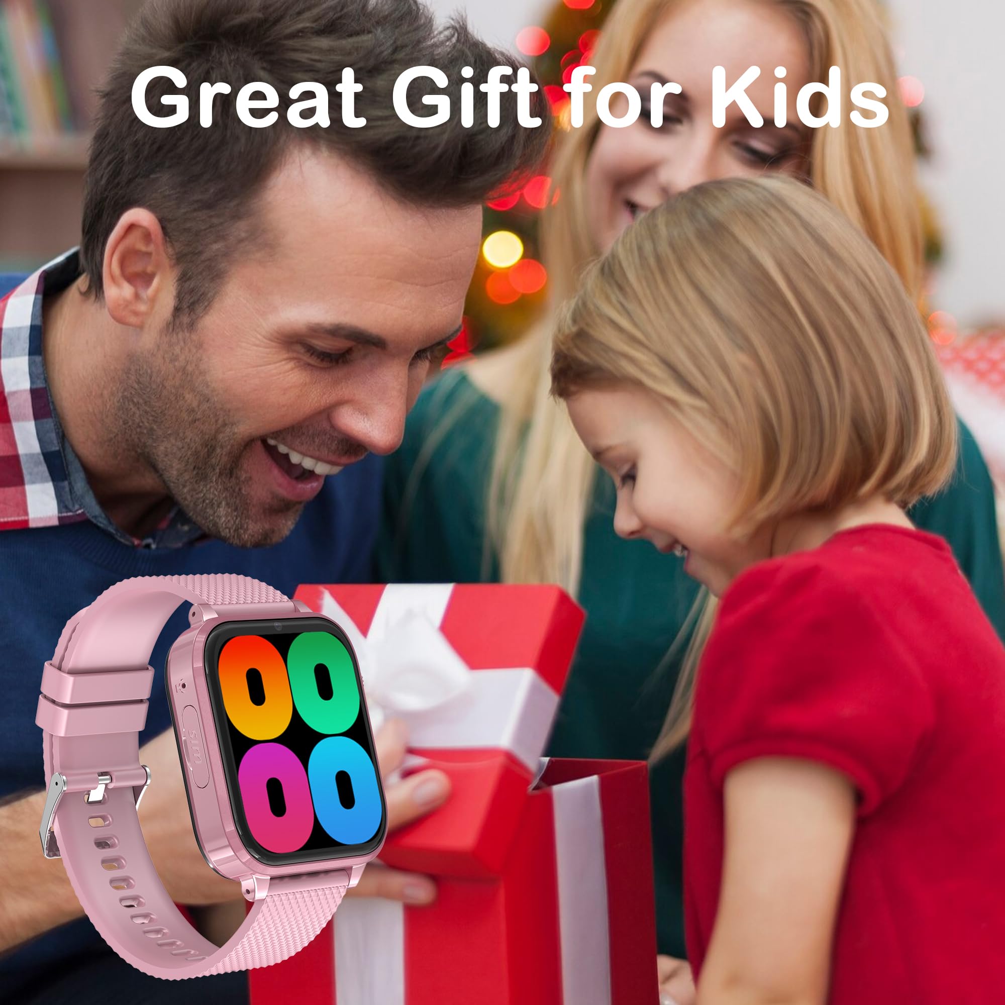 4G Kids Smart Watch for Girls with GPS Tracker - Waterproof Touch Screen Smartwatch for Ages 5-12 | SOS Emergency Call, Voice Chat, Alarm Clock & 7 Puzzle Games | Perfect Birthday & Christmas Gift for Kids | Ideal for School, Outdoor Play & Family Safety Tracking