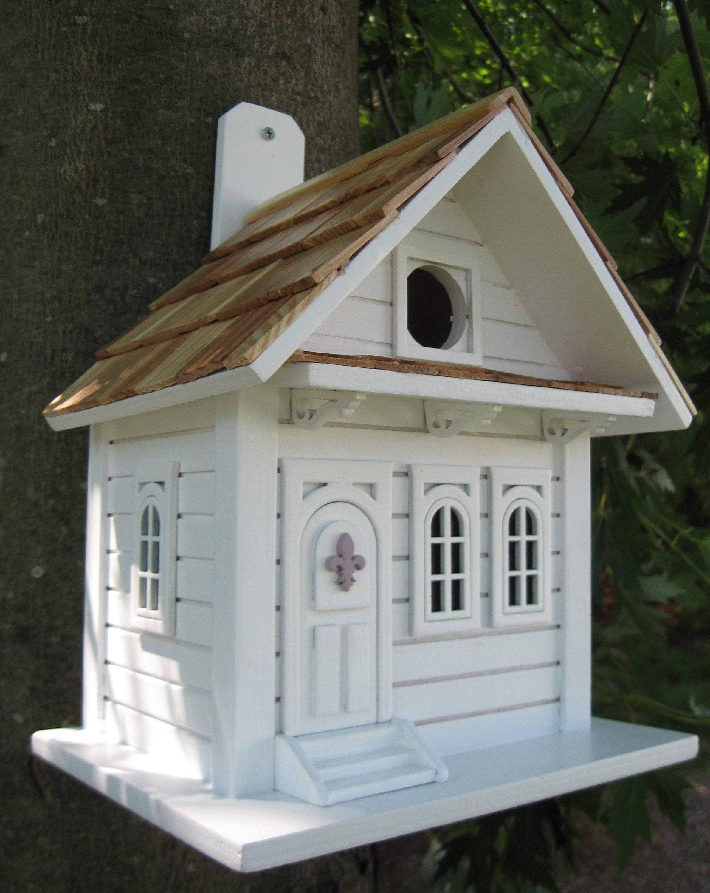 Handmade New Orleans Style Bungalow Bird House - Weatherproof Outdoor Birdhouse for Garden, Patio & Backyard Decor - Attracts Wild Birds (Bluejay, Finch, Cardinal) - Perfect Gift for Bird Lovers