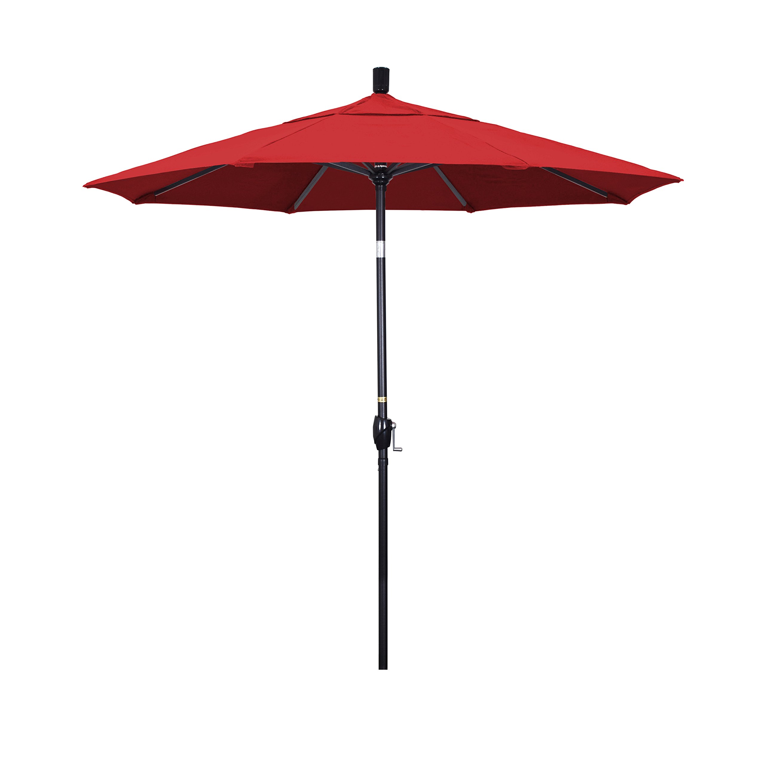 California Umbrella 7.5' Round Pacific Trail Series Aluminum Patio Umbrella - Crank Lift & Push Button Tilt, Black Finish - Perfect for Outdoor Dining, Poolside Lounging & Backyard Relaxation