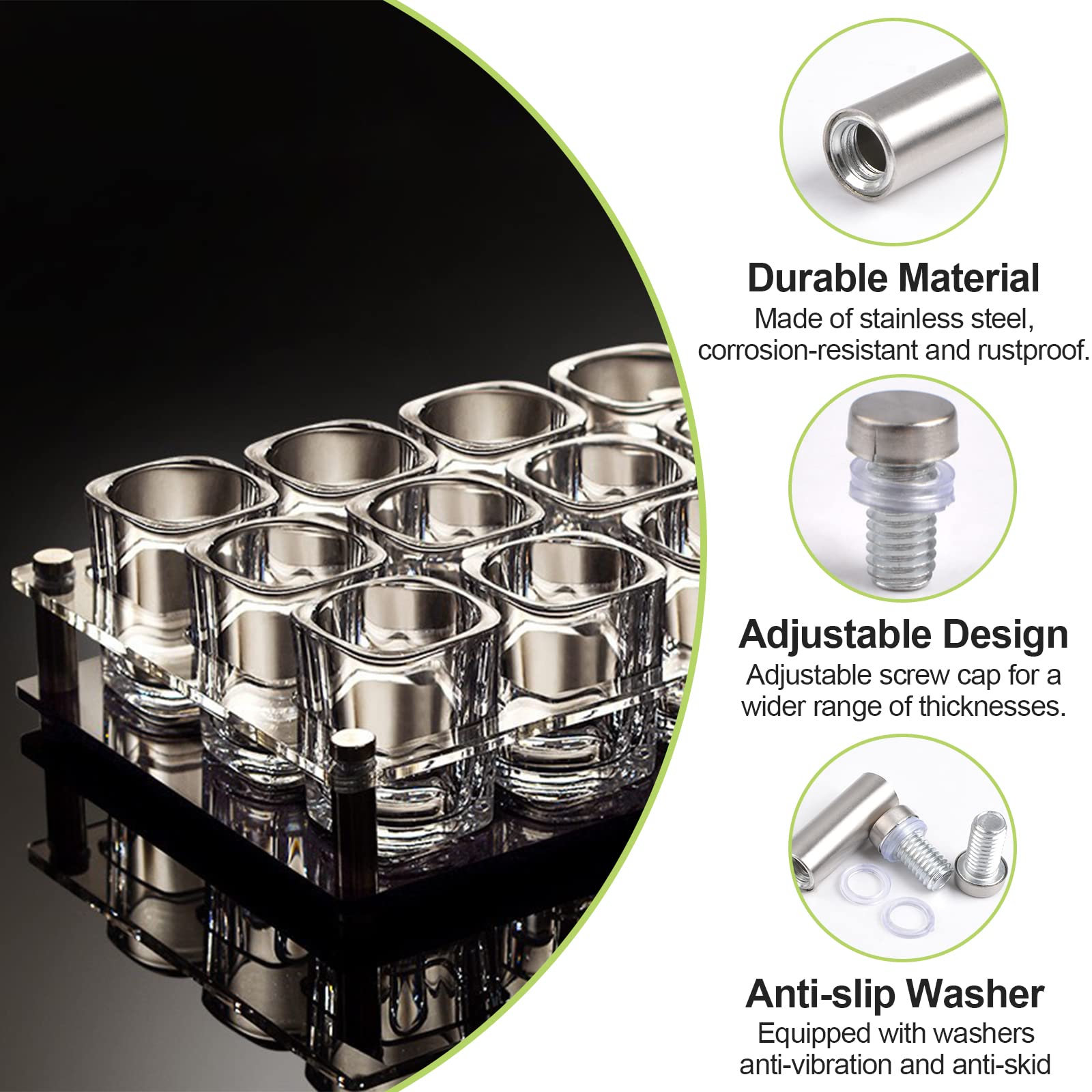 Stainless Steel Standoff Screws 8Pcs for Acrylic Glass & Wooden Boards - 12x40mm, DIY & Furniture Mounting