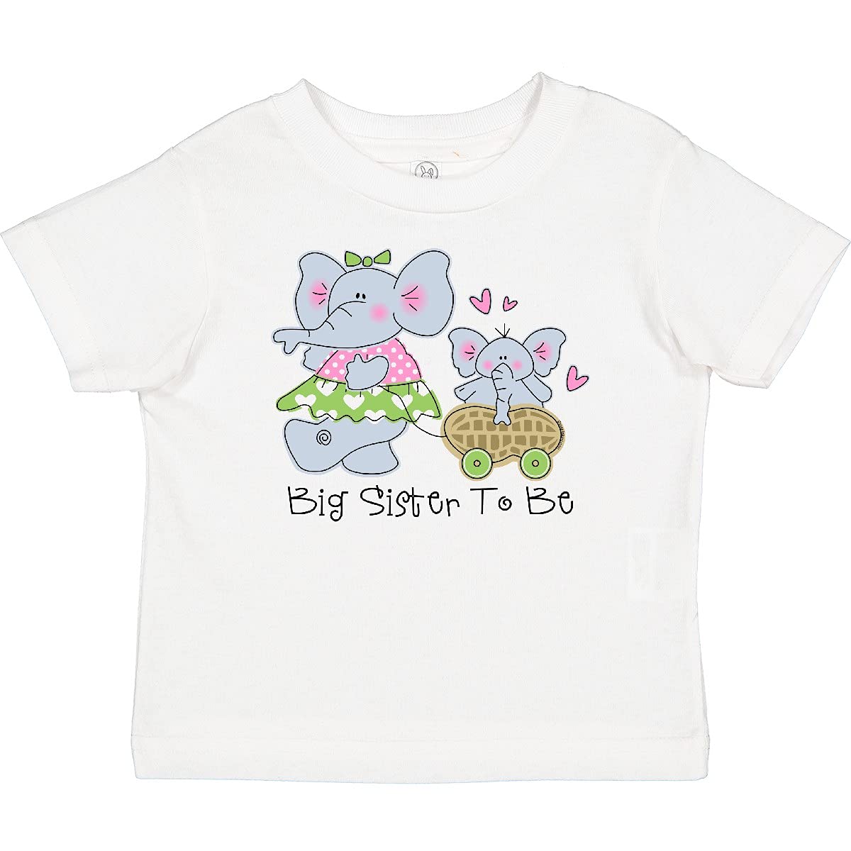 Inktastic Elephant Future Big Sister Baby T-Shirt - Cute Cotton Toddler Tee for Sibling Announcement & Gender Reveal Gifts