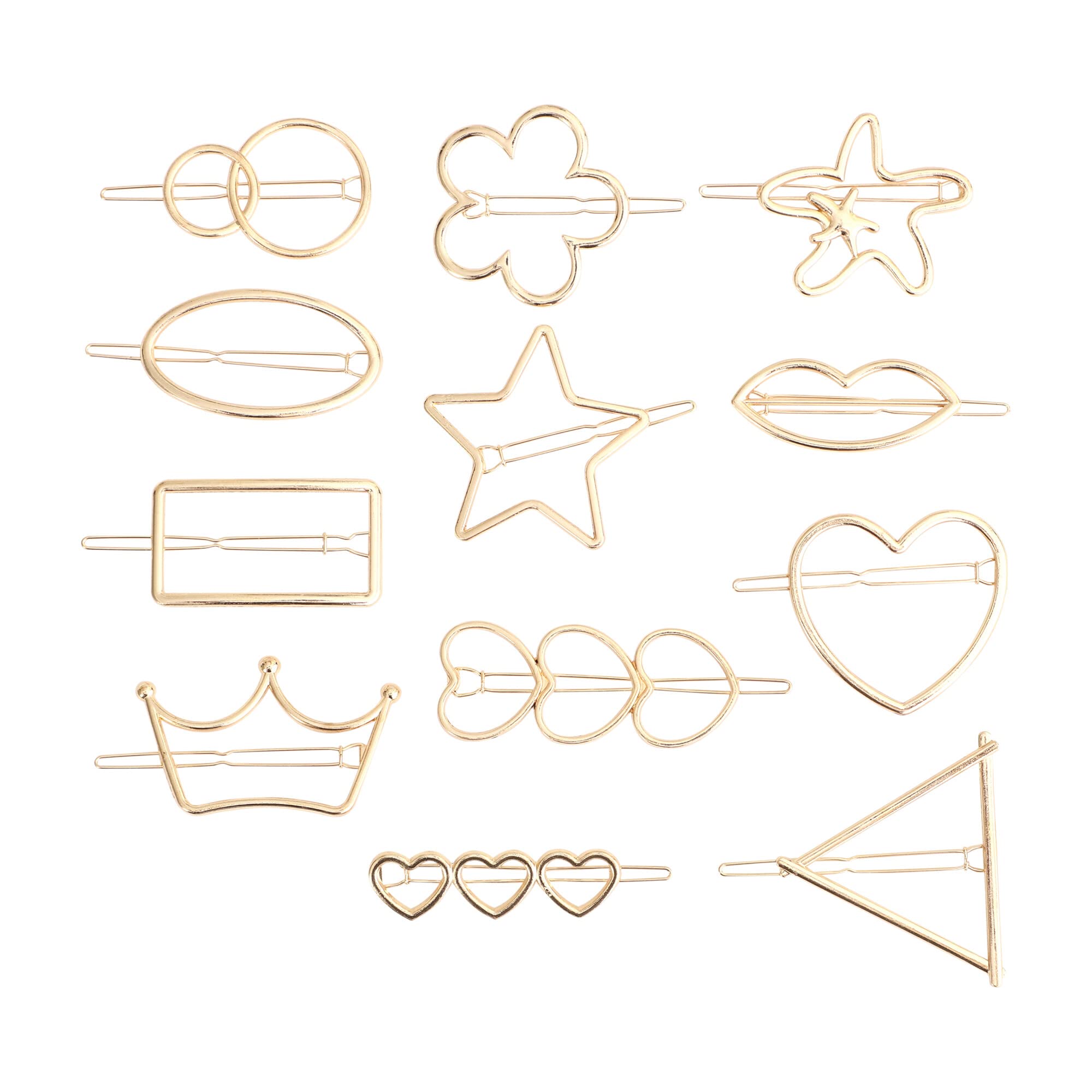 PANCIKAA Large Hollow Hair Clips - 12 Pack Golden Metal Hairpins for Women, Perfect for Updos, Ponytails & Special Occasions
