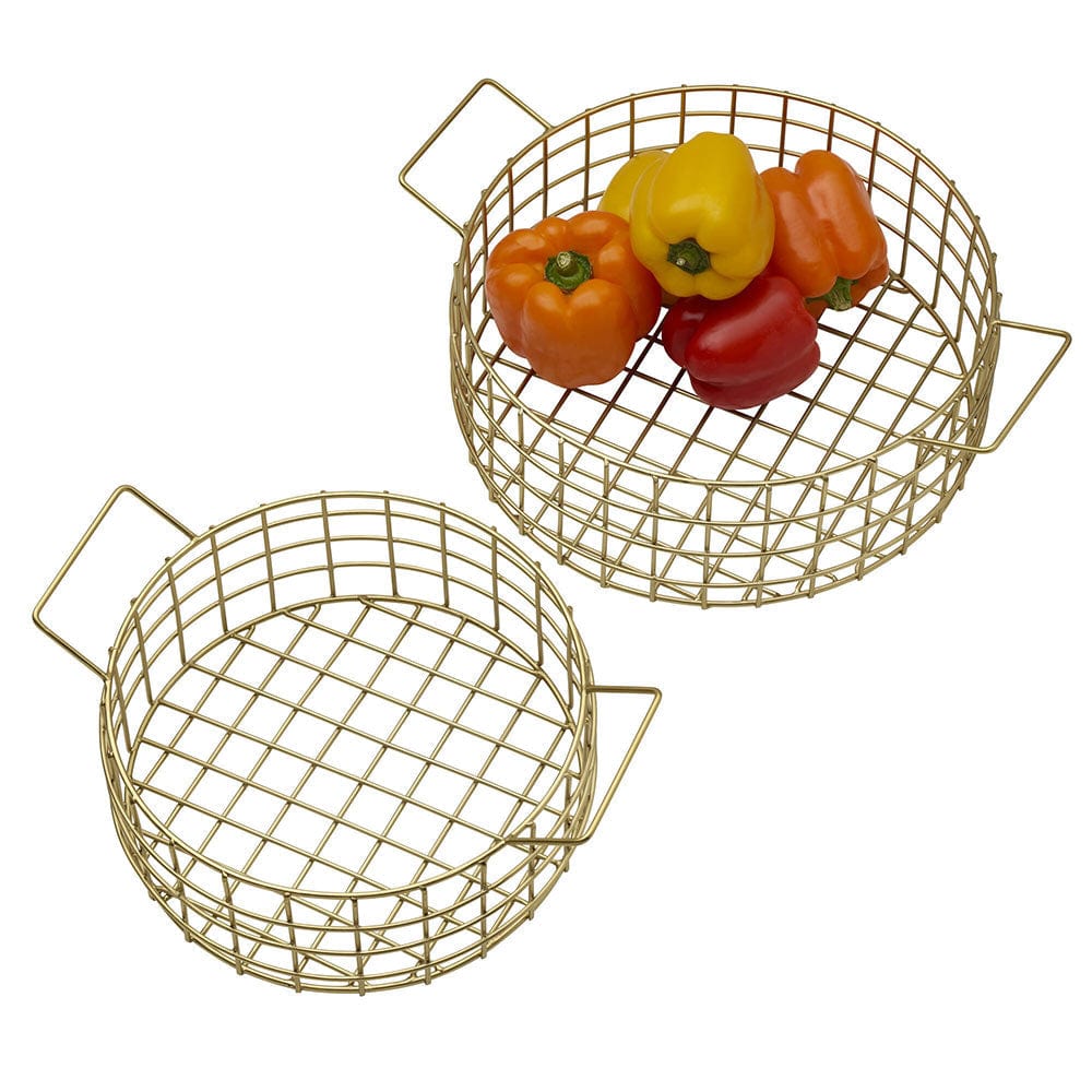 Kendall Set of 2 Gold Centerpiece Baskets - Elegant Table Decor for Weddings, Parties & Home Decor