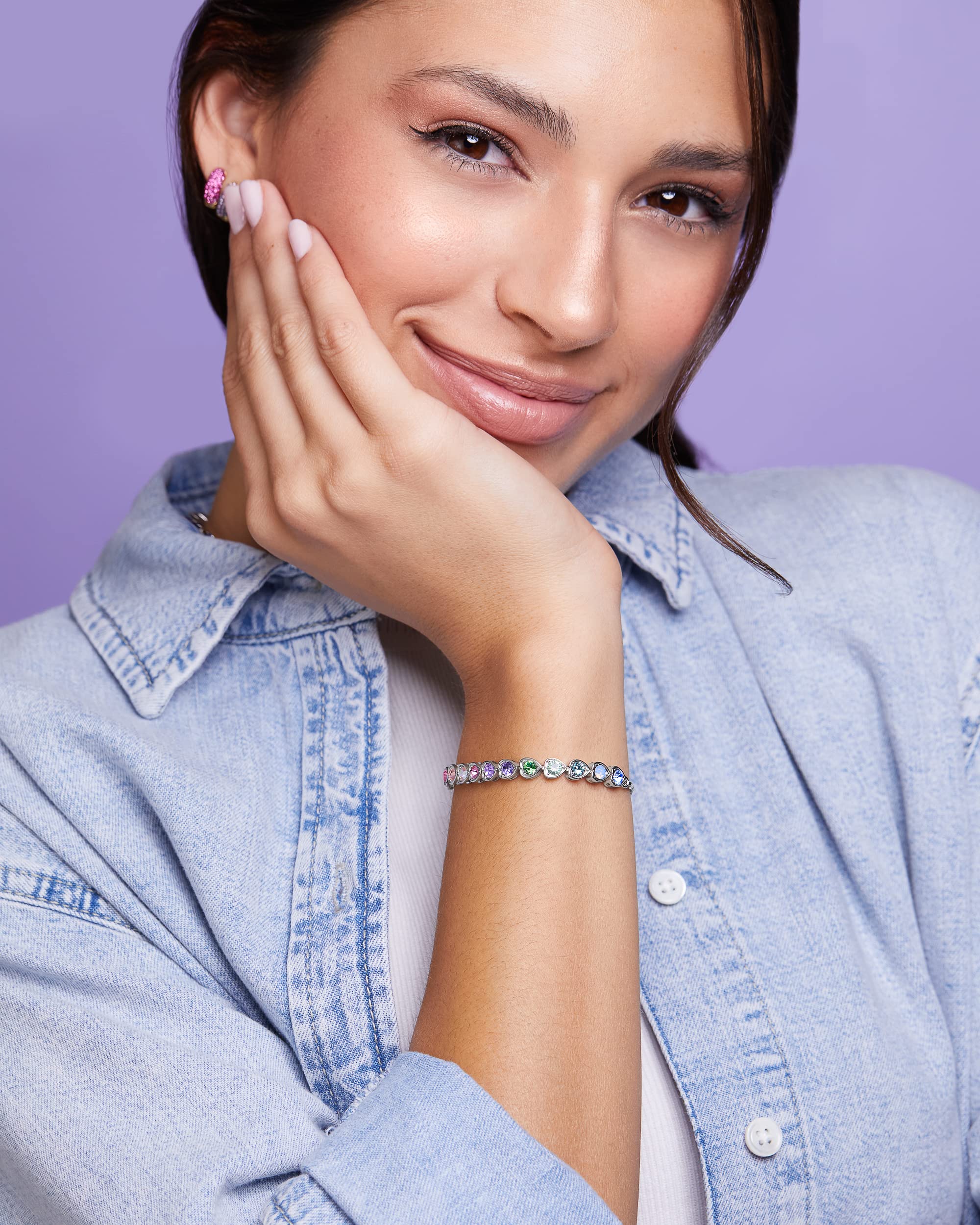 INSPIRED VOICES Adjustable Slider Lariat Tennis Bracelet for Women - Sparkling Rhinestone Fashion Jewelry in Blue, Pink, Purple & More Colors | Perfect for Parties, Weddings & Everyday Wear