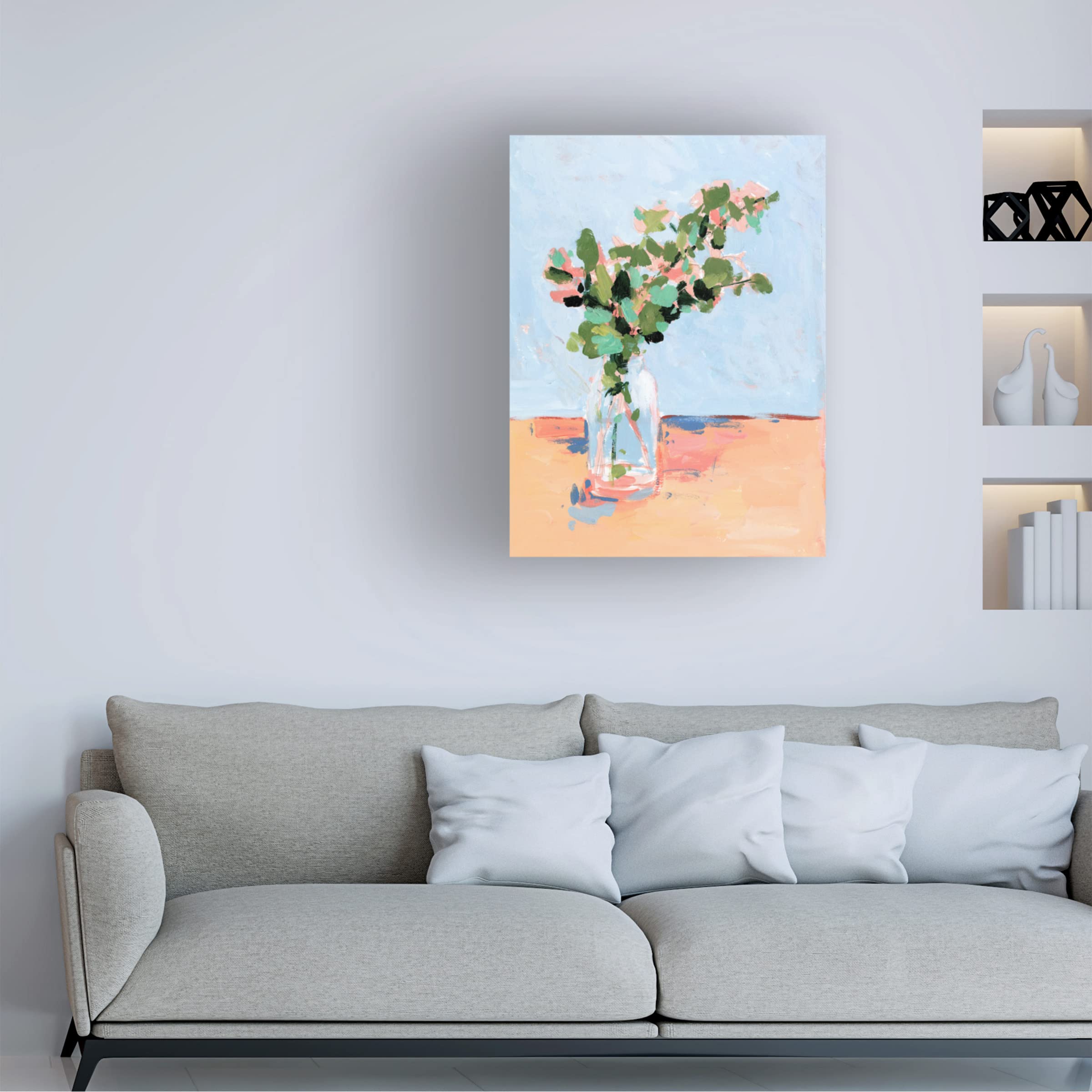 Trademark Fine Art 'Baby Blue Eucalyptus II' Canvas Wall Art by Melissa Wang - Modern Botanical Painting for Living Room, Bedroom & Office Decor
