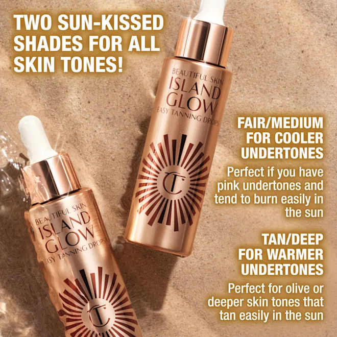 Beautiful Skin Island Glow Easy Tanning Drops - Natural Sunless Self Tanner for Face & Body - Achieve a Radiant Summer Glow at Home or Vacation