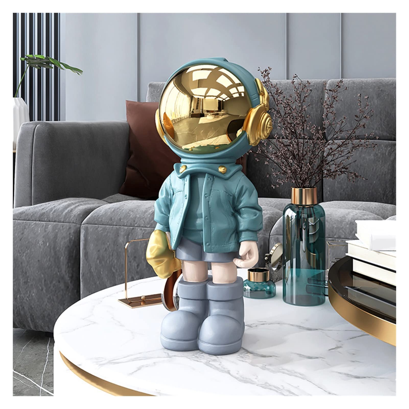 Nordic Style Astronaut Statue - Spaceman Resin Figurine, Creative Collectible Art Toy for Home & Office Decor, Unique Gift Idea - Perfect for Desktop Decoration, Bookshelf Display, or Space-Themed Room Decor (Blue)