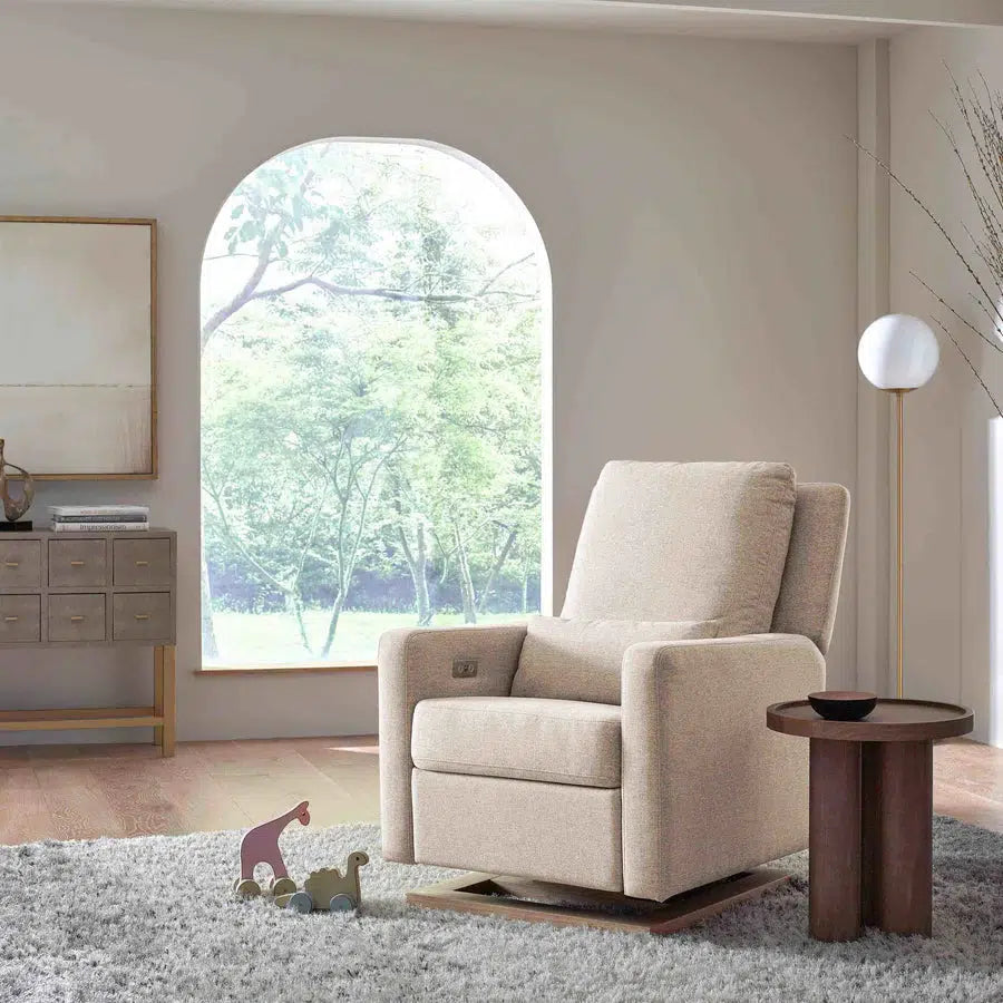 Babyletto Sigi Electronic Glider and Recliner Chair - Eco-Friendly Beach Weave Performance Fabric for Nursery, Living Room & Breastfeeding Comfort