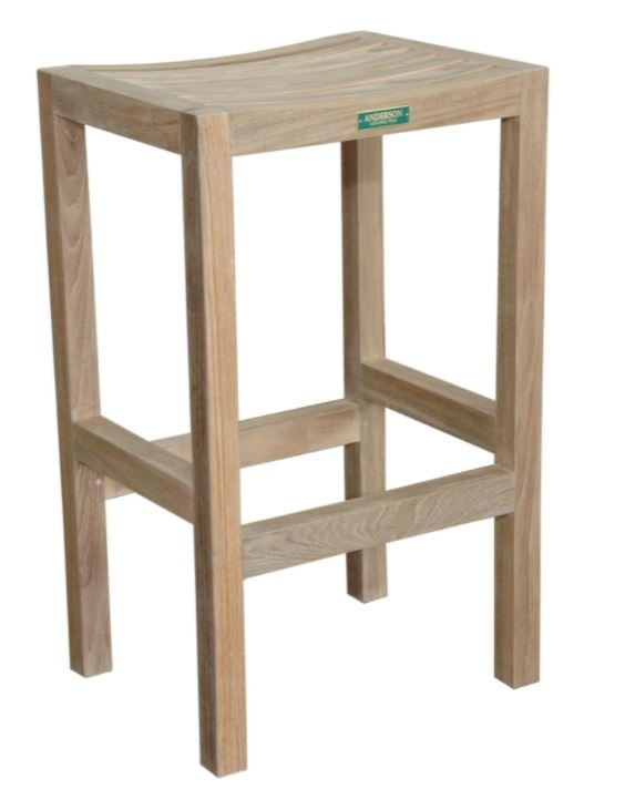 Anderson Teak New Montego Backless Bar Chair CHB 404N - Premium Outdoor Patio Bar Stool for Poolside, Deck, or Garden Use