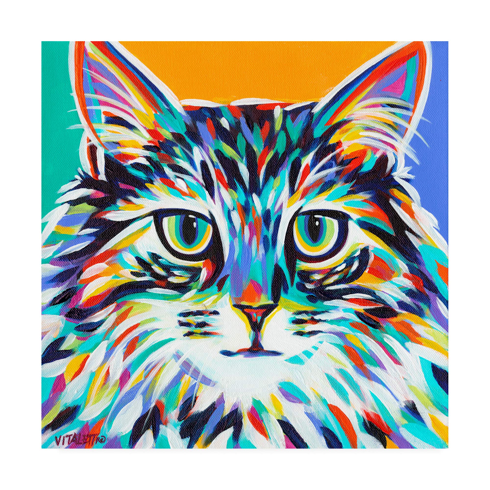 Carolee Vitaletti Dramatic Cats I Fine Art Print - 18x18 Inches - Modern Home Decor for Living Room, Bedroom & Office