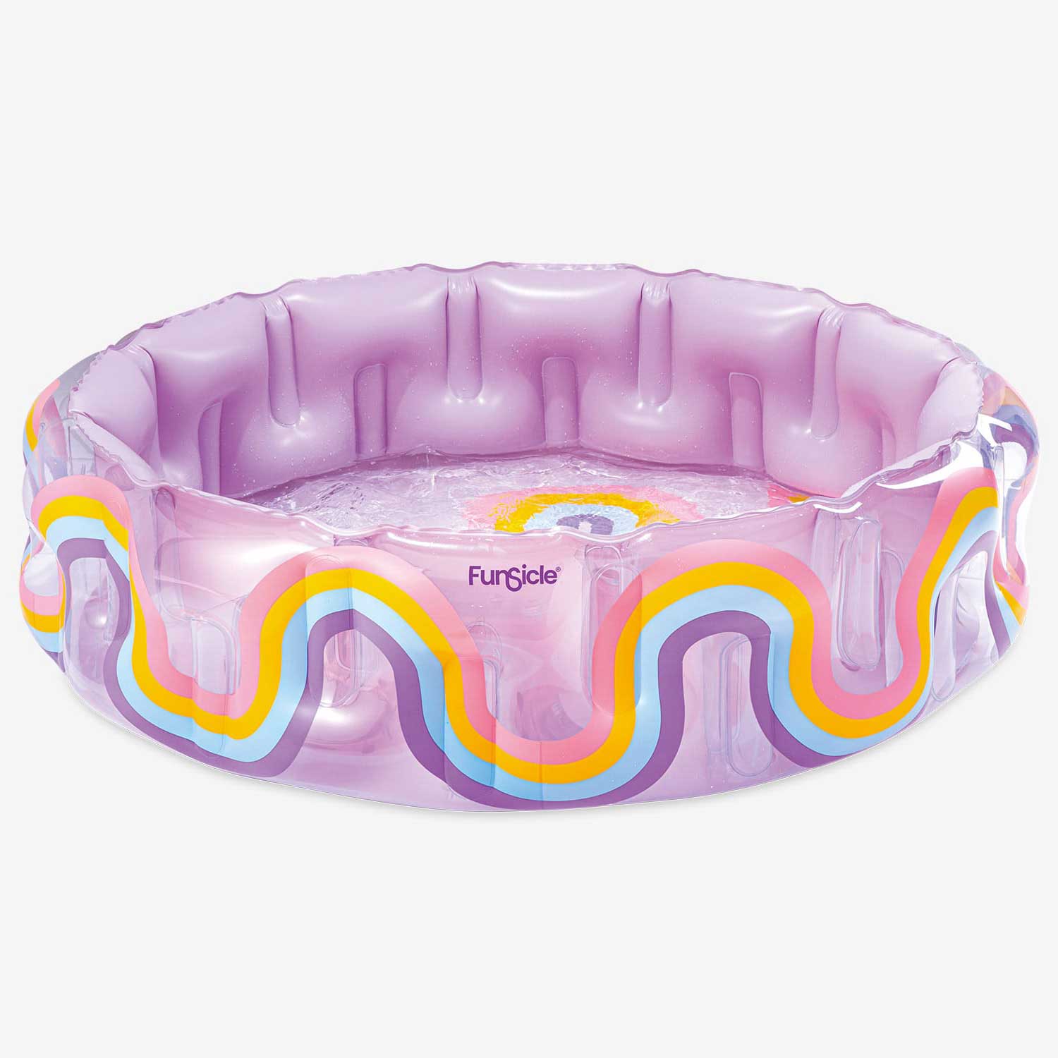 Funsicle Wavy Rainbow FunCuzzi Pool Float - Colorful Inflatable Pool Lounger for Adults & Kids - Perfect for Summer Relaxation, Beach Parties, and Backyard Swimming Pools