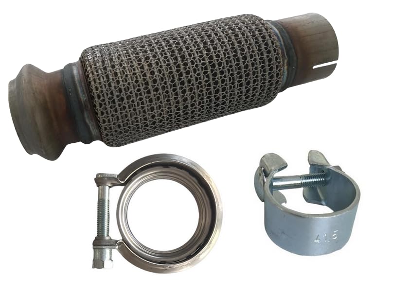 High-Quality Exhaust Flexible Joint Flex Pipe Tube with 2 Screw Clamps - Compatible with Mini Cooper S Presilencer Repair | Durable Automotive Exhaust System Replacement for Smooth Performance