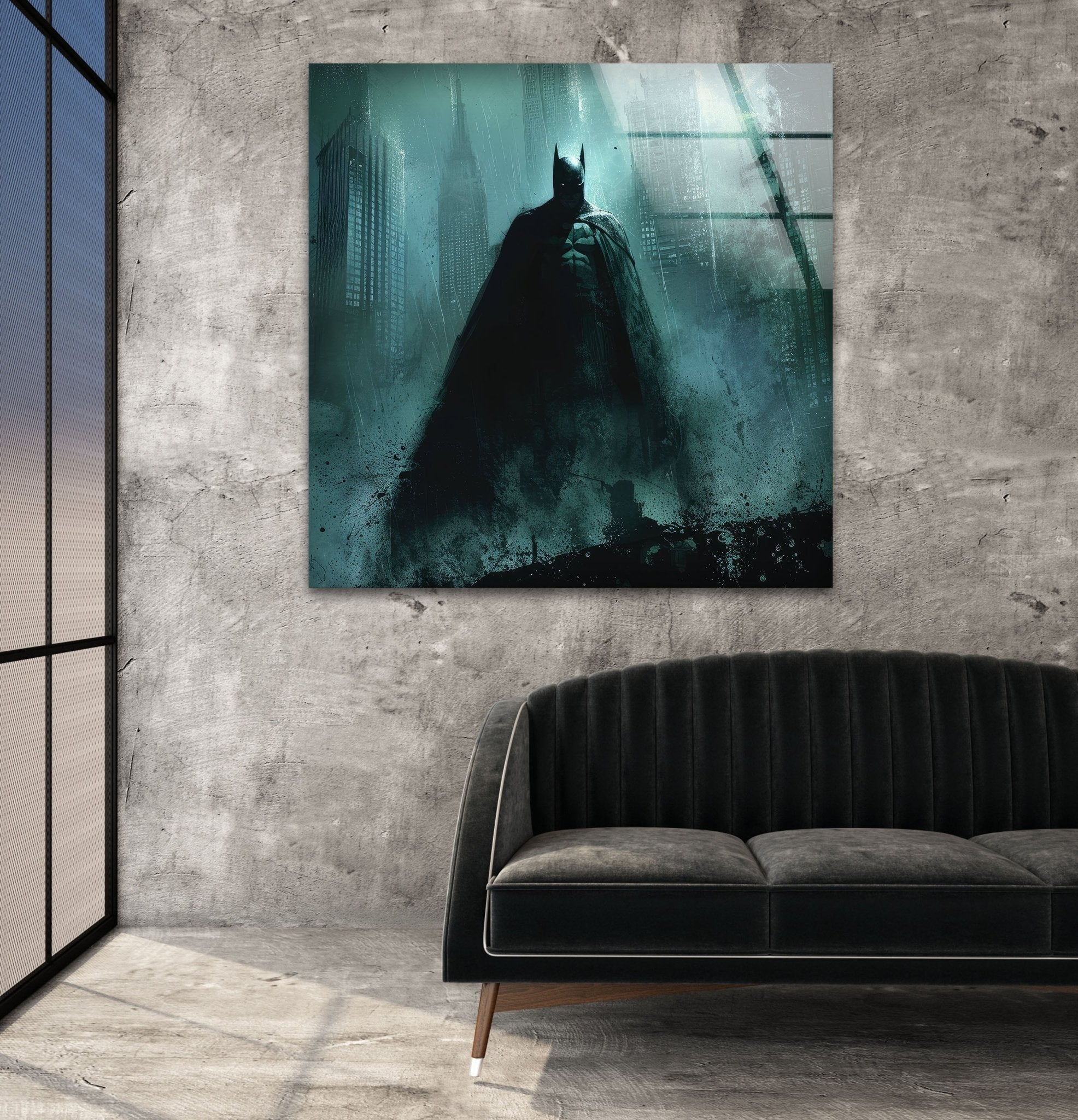 Batman Gotham City Glass Wall Art - Stunning Superhero Decor for Home & Office - Perfect for Living Room, Bedroom, or Man Cave Display