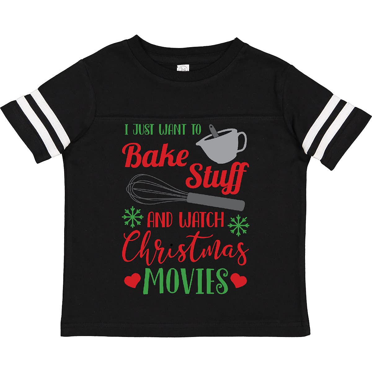 Inktastic 'I Just Want to Bake Stuff and Watch Christmas Movies' Youth T-Shirt - Cute Holiday Baking & Movie Night Outfit for Kids