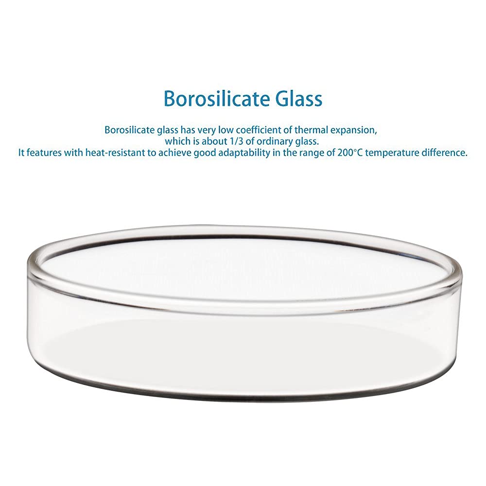 Stonylab 10-Pack Glass Petri Dishes, 90x20mm Autoclavable Borosilicate Glass Culture Dishes with Clear Lids - Ideal for Laboratory Cell Culture, Microbiology Studies & Science Experiments