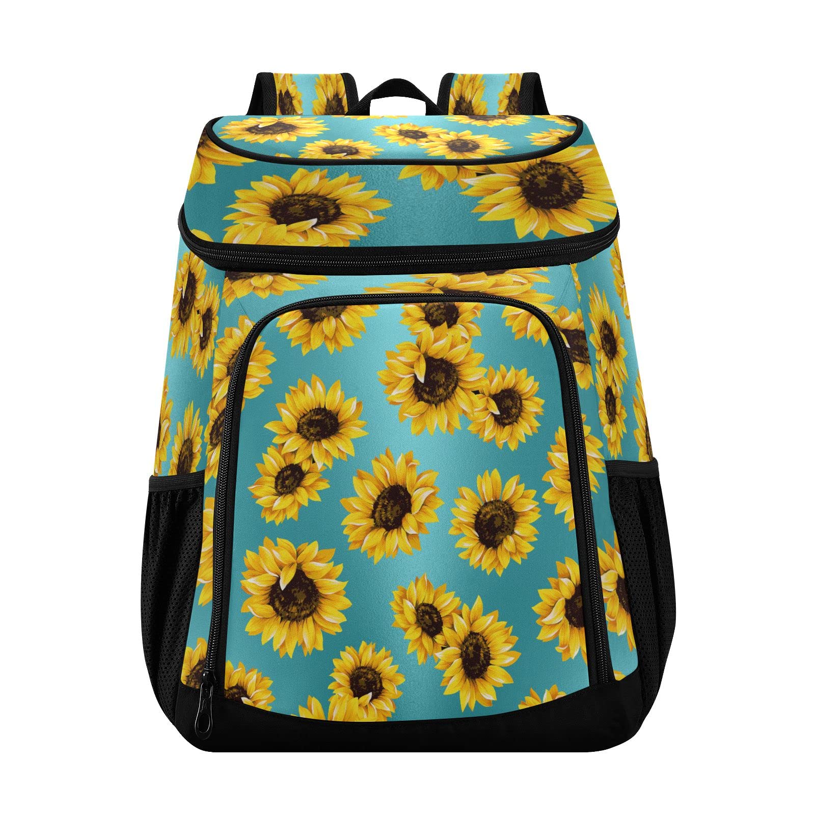 Floral Pattern Peony Insulated Cooler Backpack for Men & Women - Large Capacity Reusable Lunch Bag for Camping, Work, Trips, Beaches, Picnics & Outdoor Adventures