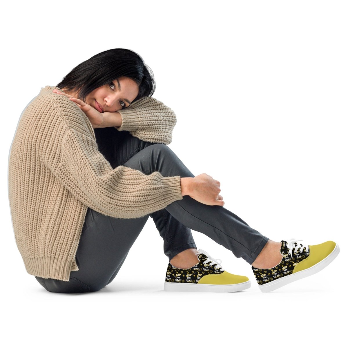 Just for Today Motivational Graffiti Women's Lace-Up Canvas Sneakers - Stylish Casual Shoes for Walking, Running & Street Fashion