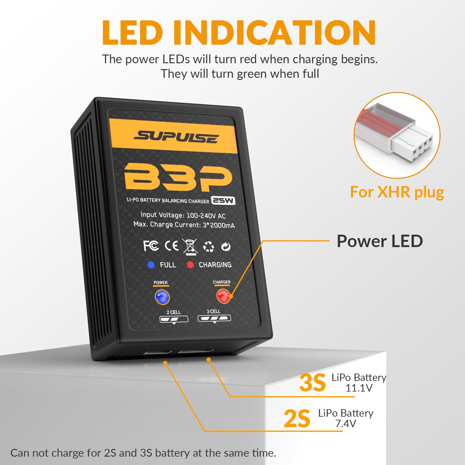 B3 Pro 25W 2S 3S Lipo Battery Charger | Fast RC Balance Charger for 7.4V-11.1V LiPo Batteries | Compact & Quick Charge Design | Perfect for RC Cars, Drones, and Hobby Models