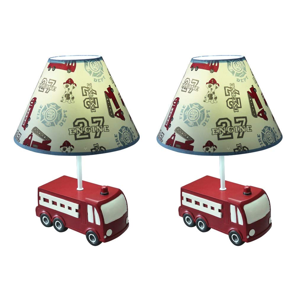 Modern Fire Truck Table Lamp for Kids - Durable Cartoon Bedside Light for Boys' Bedroom Decor & Birthday Gifts