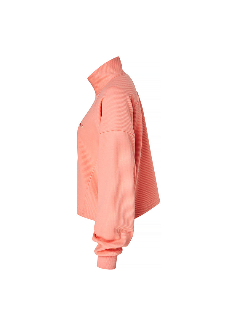 Women's Peach Ribbed High Neck Half Zip Anorak Jacket - Stylish & Cozy Outerwear for Fall & Winter, Perfect for Casual Outings & Outdoor Adventures