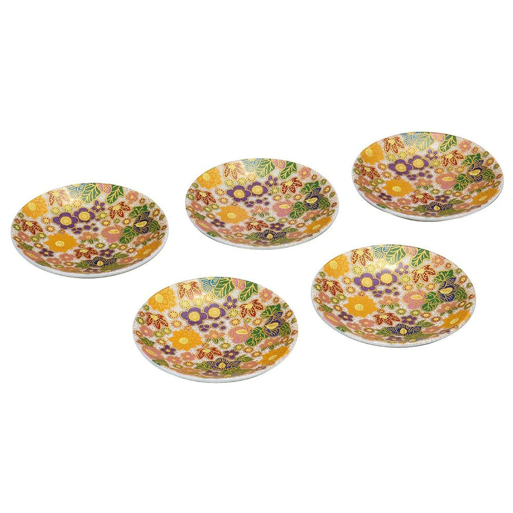 Kutani Ware Hanazume Floral 10cm Plate Set - Japanese Porcelain Dinner Plates for Home Decor, Tea Ceremony & Gift Giving