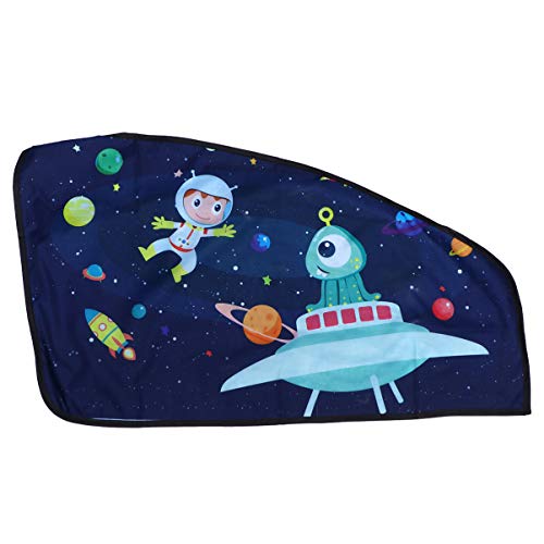 Toyvian Cartoon Space Exploration Car Sun Shade - UV Protection Window Curtain for Driver Seat | Perfect for Road Trips & Summer Commuting