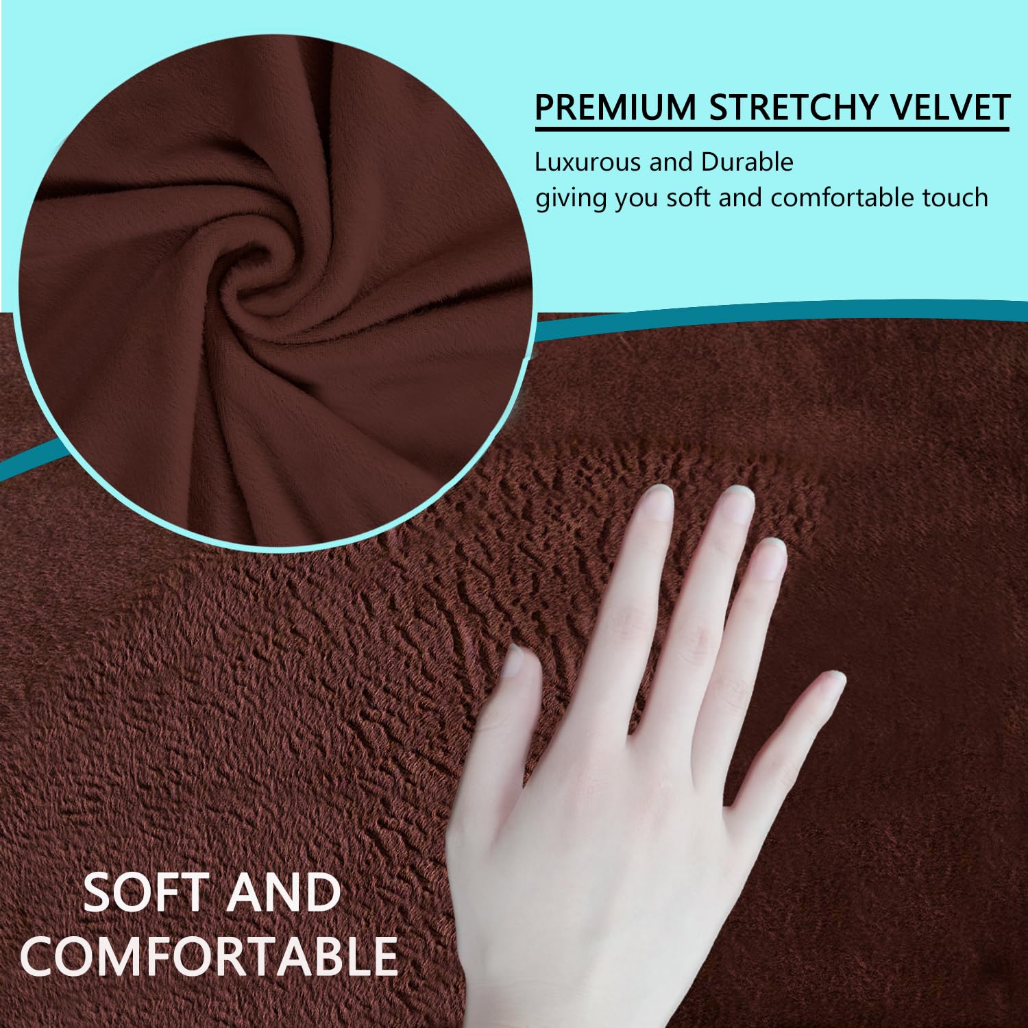 U-NICE HOME Velvet Stretch Loveseat Sofa Cover - Furniture Protector Slipcover for Dogs, Medium Size, Chocolate Brown - Perfect for Pet Owners & Living Room Decor