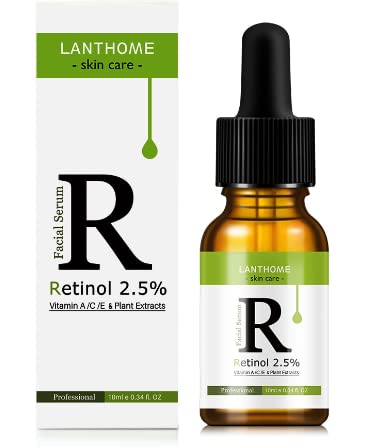 2.5% SRS Retinol Serum with Vitamin A, C & E - Anti-Aging, Acne Treatment & Wrinkle Removal Face Serum (10ml) | Brightens Skin & Reduces Fine Lines - Perfect for Nighttime Skincare Routine