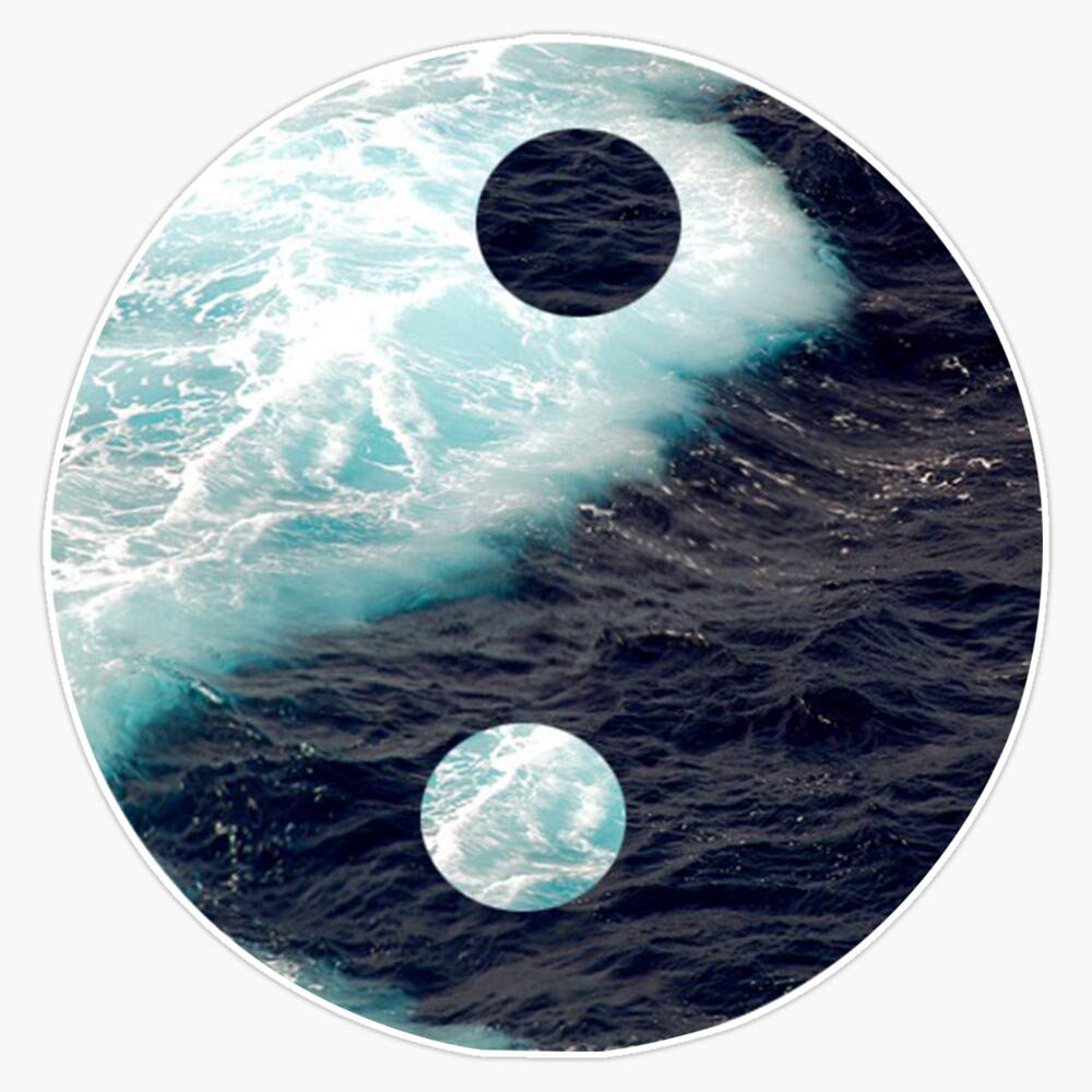 Yin Yang Ocean Vinyl Waterproof Sticker - 5 Inch Decal for Car, Laptop, Wall, Window, Bumper - Durable Adhesive for Outdoor & Indoor Decor