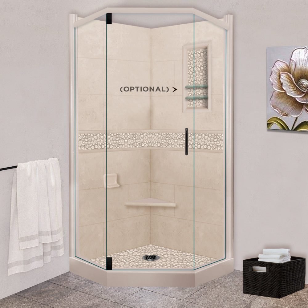 Neo Angle Brown Sugar Sistine Stone & Pebble Stone Accent DIY Shower Remodel Kit - Easy Bathroom Upgrade for Modern Home Renovation | Perfect for Shower Walls, Floors, and Wet Areas