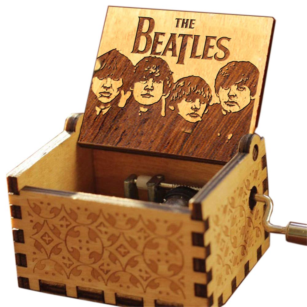 The Beatles Let It Be Antique Wooden Music Box - Hand Crank Carved Musical Gift Box for Collectors & Fans | Perfect for Home Decor, Birthday Gifts & Beatles Memorabilia
