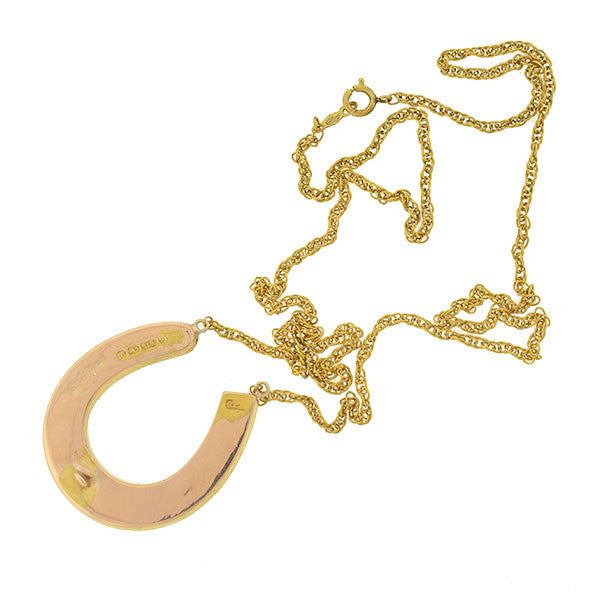 Victorian Style 15kt Yellow Gold & Rose Gold Horseshoe Pendant Necklace - Elegant Jewelry Gift for Women, Perfect for Weddings, Anniversaries & Special Occasions