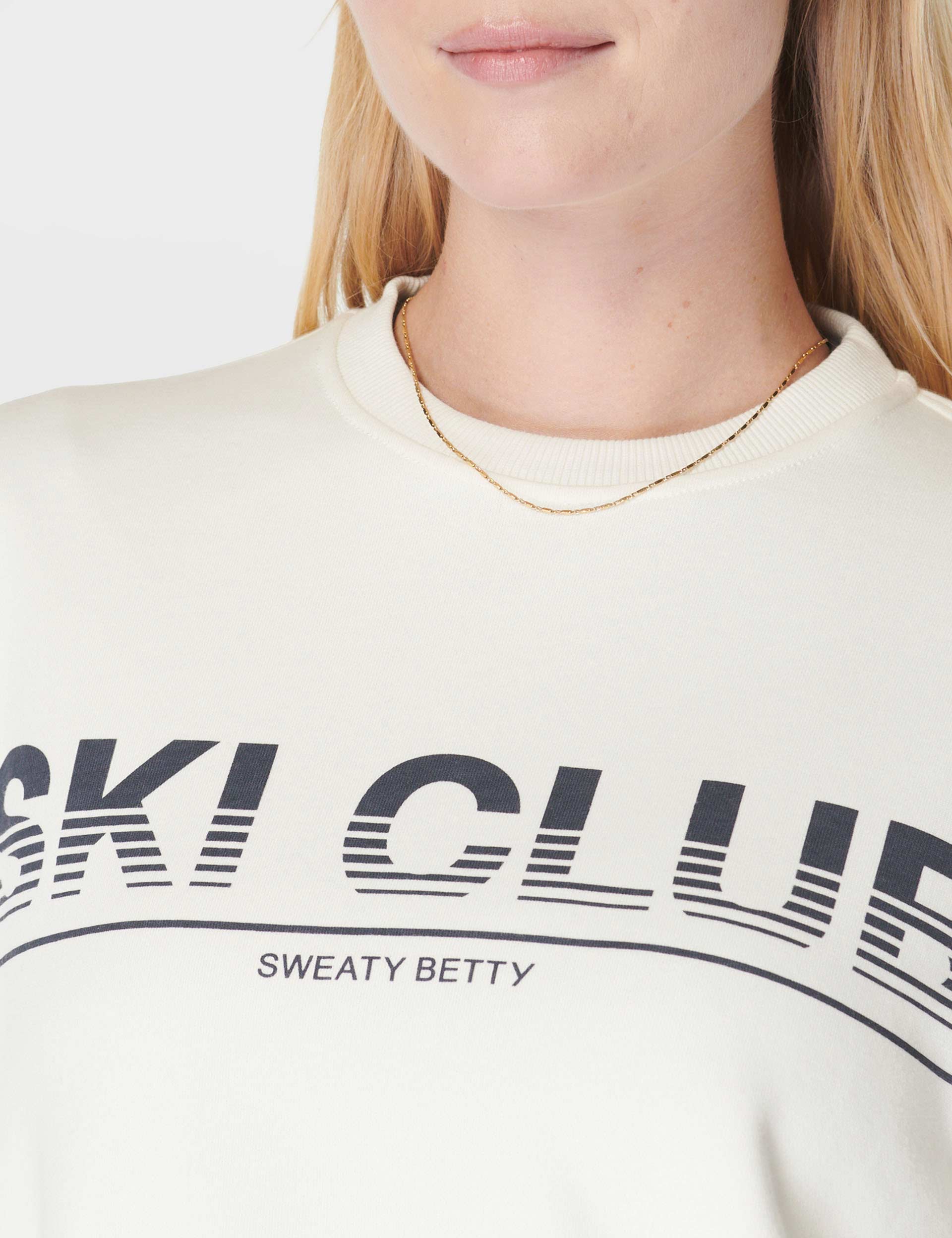 Premium Ski Club Sweatshirt - Cozy Studio White Pullover for Winter Sports & Casual Wear | Perfect for Ski Trips, Apres-Ski & Cold Weather Fashion