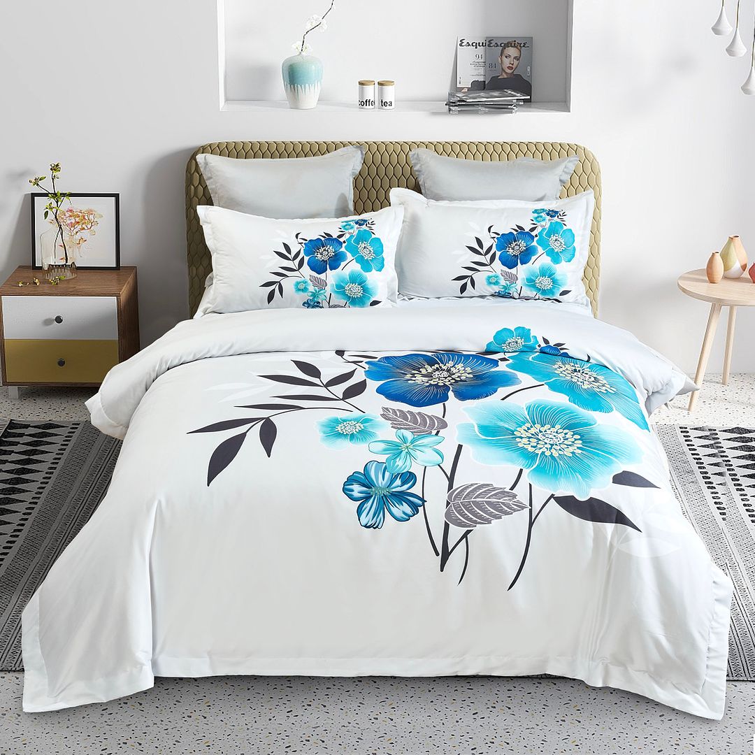Braithe Floral Quilt Cover Set King Size - Luxury Bedding for Master Bedroom, Hotel Style Comfort, Soft & Breathable Cotton Duvet Cover for Home Decor