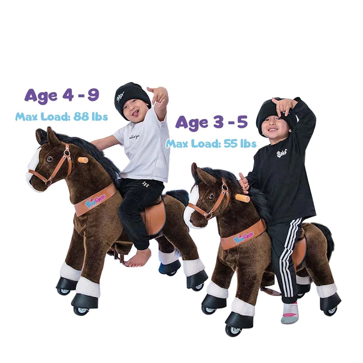 Ponycycle Ride-On Toy for Kids Ages 4-8 | Medium Size | Interactive Rocking Horse for Indoor & Outdoor Play | Perfect Birthday Gift for Boys & Girls