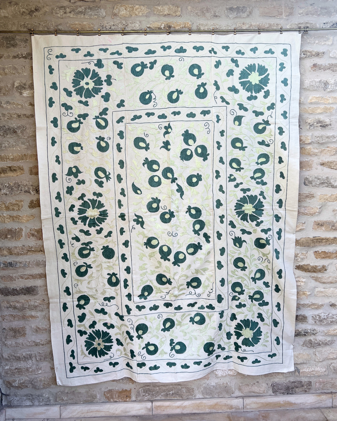 Authentic Suzani No. 223 Embroidered Textile - Handmade Uzbek Cotton Pillow Cover or Wall Hanging Decor for Boho Chic Home & Wedding Decorations