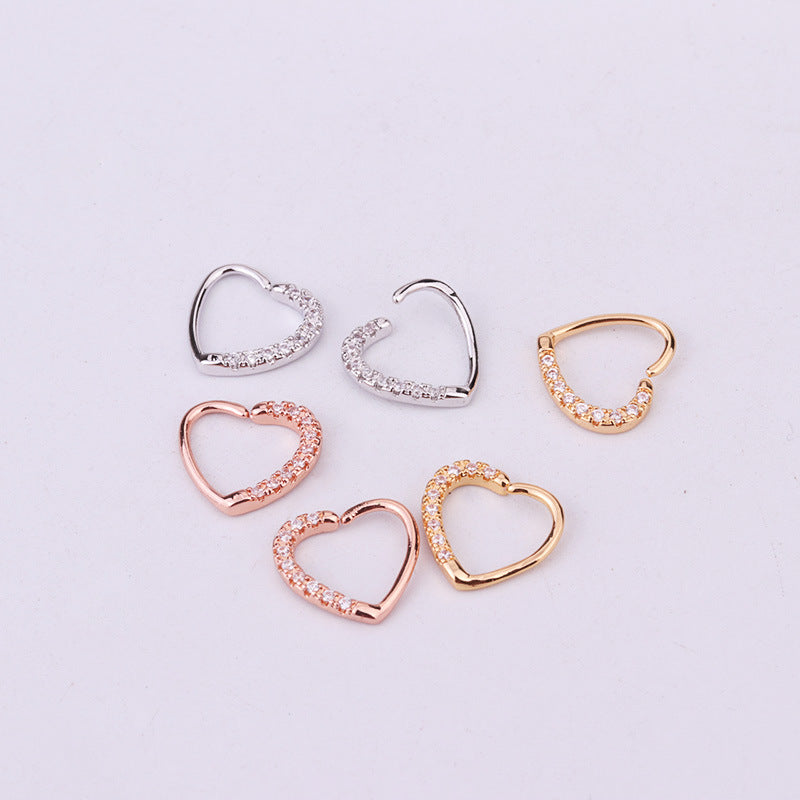 18K Rose Gold Heart Daith Hoop Earrings for Women - Minimalist Cartilage Piercing Jewelry - Perfect for Valentine's Day Gifts & Everyday Wear | HSER8511