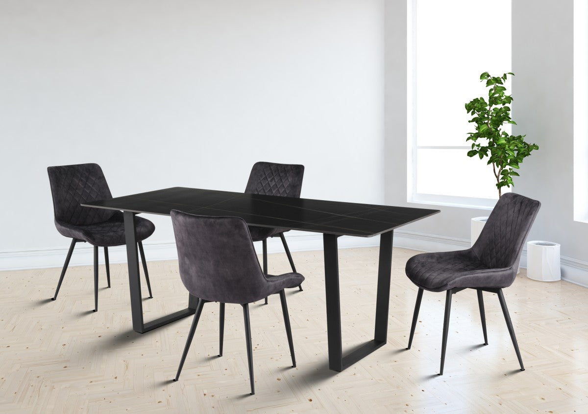 5-Piece Modern Dining Set - Black & Grey Kitchen Table & Chairs for Small Spaces | Perfect for Apartments, Breakfast Nooks & Cozy Dining Areas
