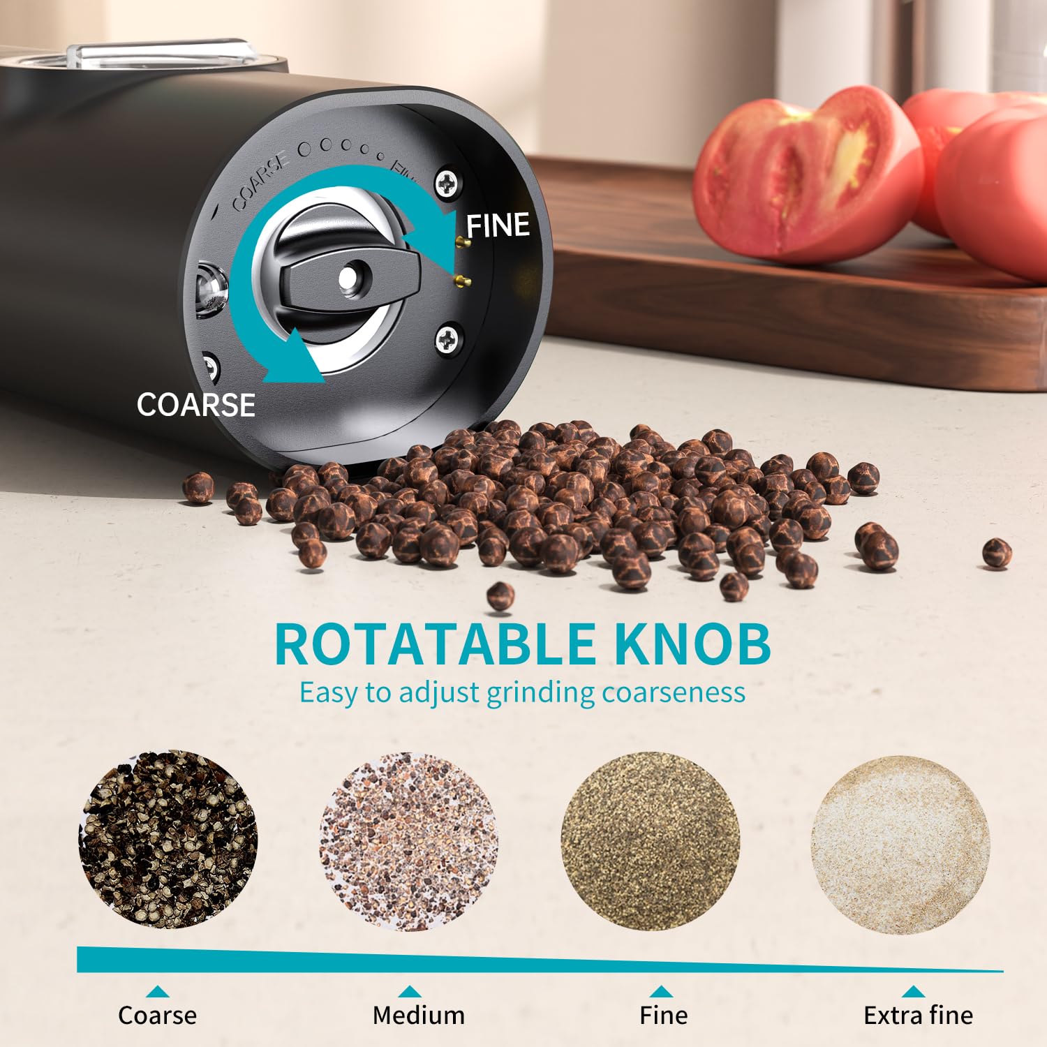 Premium Electric Pepper Grinder & Salt Mill Set - USB Rechargeable with Charging Base, Adjustable Ceramic Grinder, Automatic Spice Dispenser for Kitchen, Dining & Cooking - Perfect for Home Chefs & Gourmet Meals
